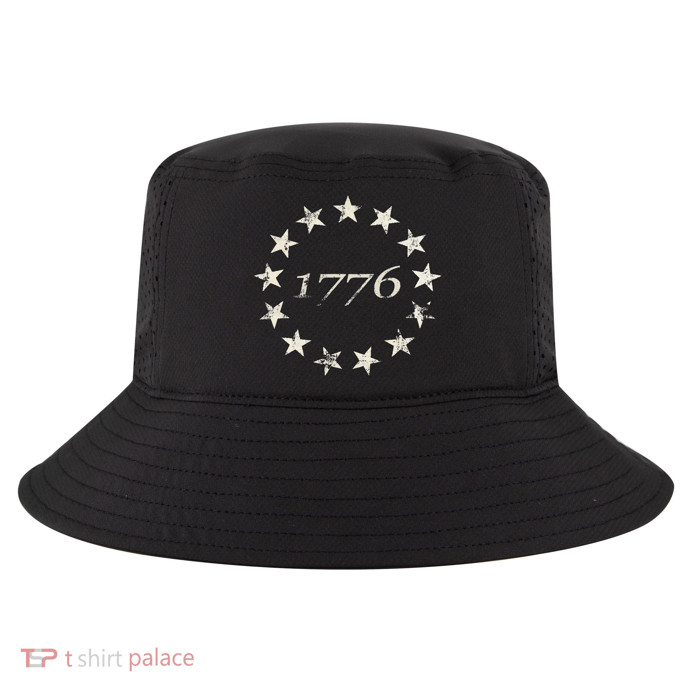 13 Star Flag Betsy Ross Distressed American Flag 1776 Cool Comfort Performance Bucket Hat