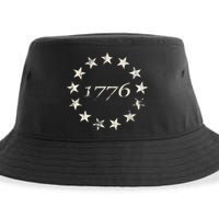 13 Star Flag Betsy Ross Distressed American Flag 1776 Sustainable Bucket Hat