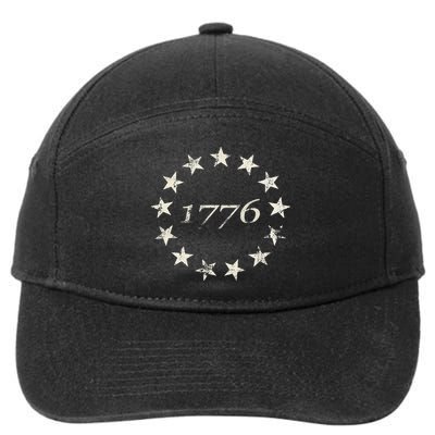 13 Star Flag Betsy Ross Distressed American Flag 1776 7-Panel Snapback Hat