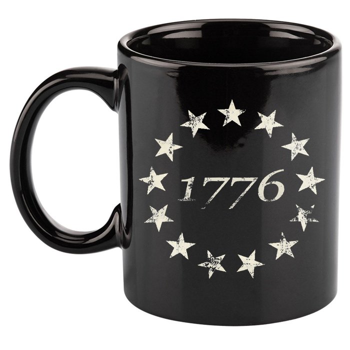 13 Star Flag Betsy Ross Distressed American Flag 1776 11oz C Handle Ceramic Mug