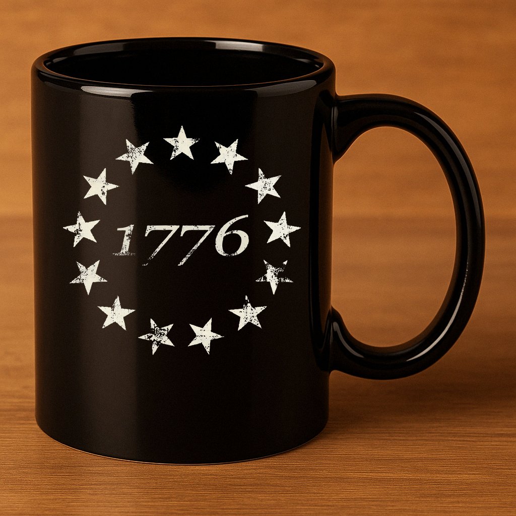 13 Star Flag Betsy Ross Distressed American Flag 1776 11oz C Handle Ceramic Mug
