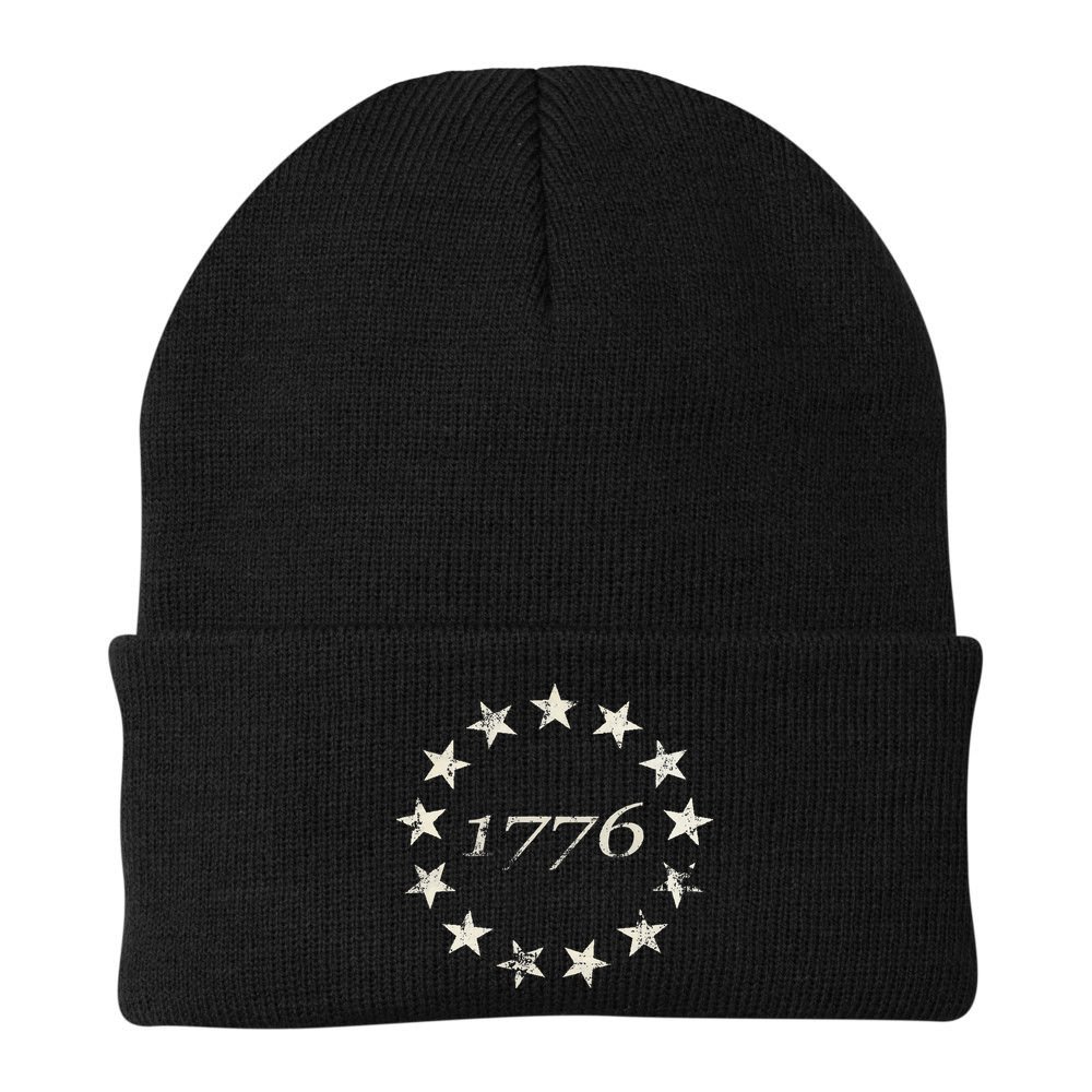 13 Star Flag Betsy Ross Distressed American Flag 1776 Beanie