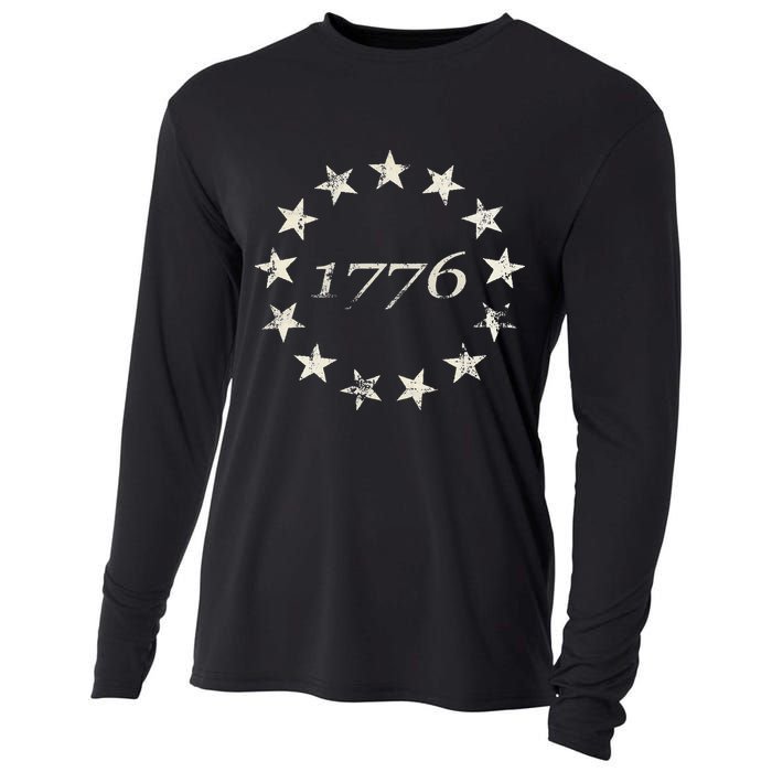 13 Star Flag Betsy Ross Distressed American Flag 1776 Cooling Performance Long Sleeve Crew