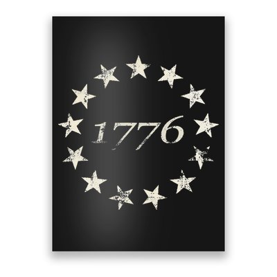 13 Star Flag Betsy Ross Distressed American Flag 1776 Poster
