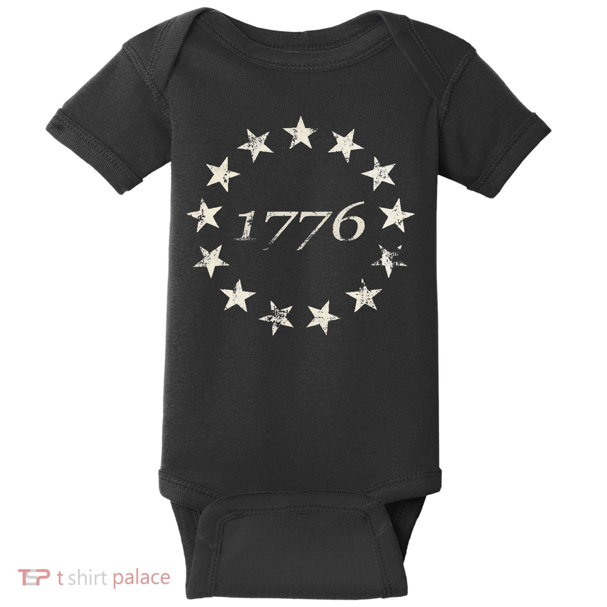 13 Star Flag Betsy Ross Distressed American Flag 1776 Baby Bodysuit