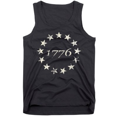 13 Star Flag Betsy Ross Distressed American Flag 1776 Tank Top