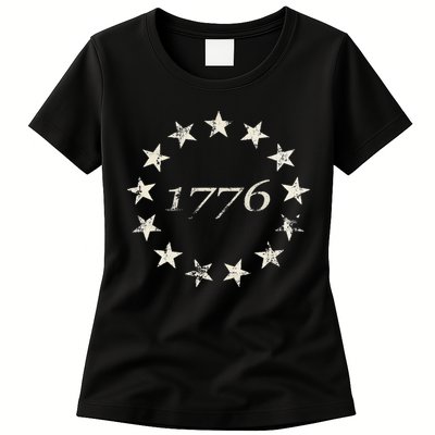 13 Star Flag Betsy Ross Distressed American Flag 1776 Womens T-Shirt