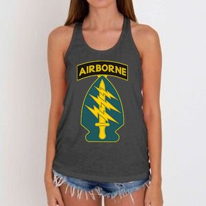 1st Special Forces Green Beret Airborne Sf Veteran Women's Knotted Racerback Tank