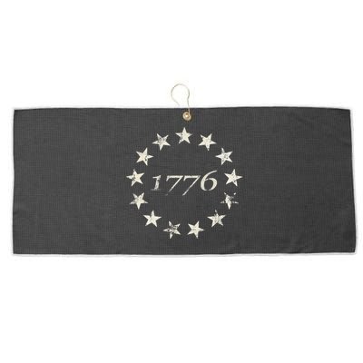 13 Star Flag Betsy Ross Distressed American Flag 1776 Large Microfiber Waffle Golf Towel