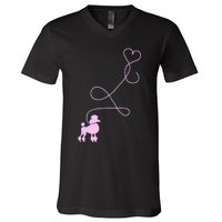 1950's Sock Hop Costume Dog Cute Poodle Heart V-Neck T-Shirt