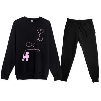 1950's Sock Hop Costume Dog Cute Poodle Heart Premium Crewneck Sweatsuit Set