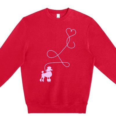 1950's Sock Hop Costume Dog Cute Poodle Heart Premium Crewneck Sweatshirt