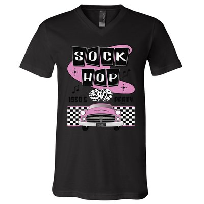 1950s Sock Hop Dance Party Retro 50s Costume Rockabilly V-Neck T-Shirt