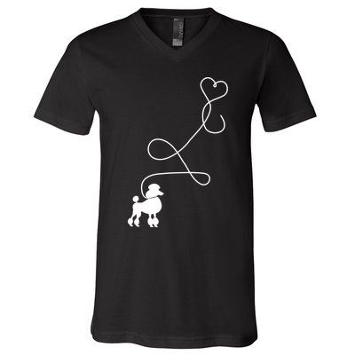 1950's Sock Hop Costume Gift Dog Cute Poodle Heart V-Neck T-Shirt