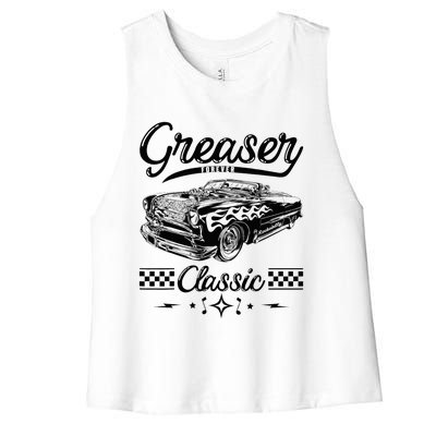 1950s Sock Hop Costume Retro 50s Vintage Rockabilly Greaser Women's Racerback Cropped Tank