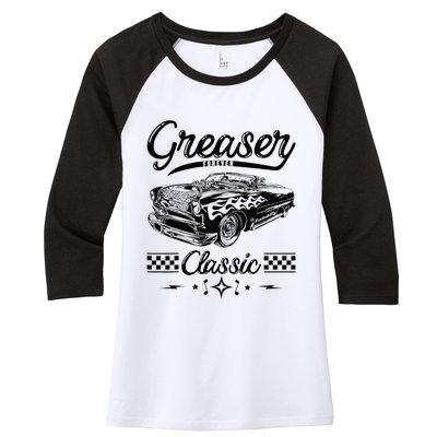 1950s Sock Hop Costume Retro 50s Vintage Rockabilly Greaser Women's Tri-Blend 3/4-Sleeve Raglan Shirt