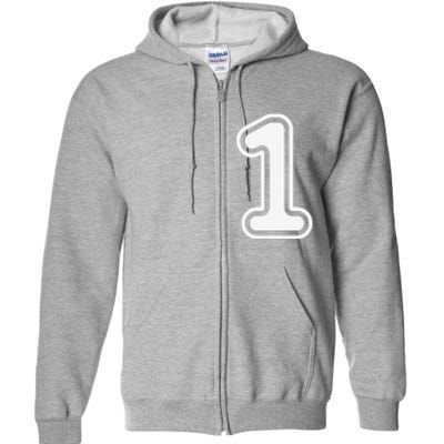 1 Sports Jersey Birthday Age Favorite Lucky Number Full Zip Hoodie