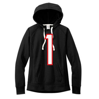 1 Sports Jersey One White Red Birthday Number Women's Fleece Hoodie