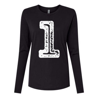 1 Sports Jersey Retro Lucky Birthday Number Womens Cotton Relaxed Long Sleeve T-Shirt