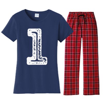 1 Sports Jersey Retro Lucky Birthday Number Women's Flannel Pajama Set