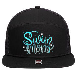 1 Swim Mom Swimmers Mothers Gift Funny Gift 7 Panel Mesh Trucker Snapback Hat