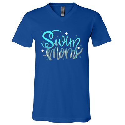 1 Swim Mom Swimmers Mothers Gift Funny Gift V-Neck T-Shirt