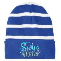 1 Swim Mom Swimmers Mothers Gift Funny Gift Striped Beanie with Solid Band