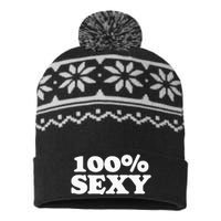 100 Sexy One Hundred Percen Sexy Funny Sarcastic Joke USA-Made Snowflake Beanie