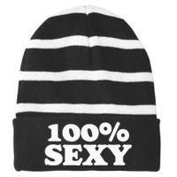 100 Sexy One Hundred Percen Sexy Funny Sarcastic Joke Striped Beanie with Solid Band