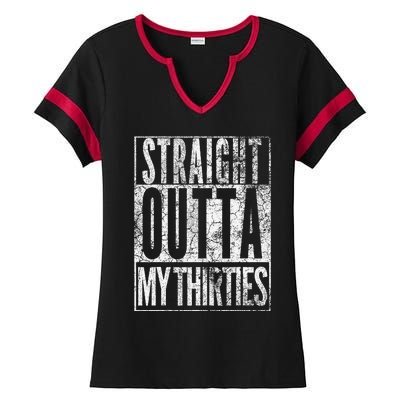 1984 Straight Outta My Thirties 40th Birthday Gift 40 Years Ladies Halftime Notch Neck Tee