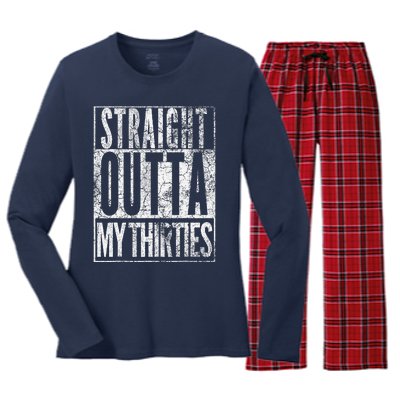 1984 Straight Outta My Thirties 40th Birthday Gift 40 Years Women's Long Sleeve Flannel Pajama Set 