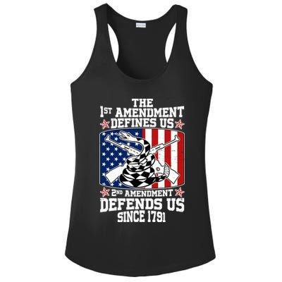 1st Amendment Defines Us 2nd Amendment Defends Us Since 1791 Ladies PosiCharge Competitor Racerback Tank