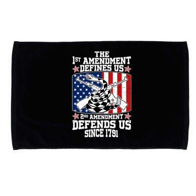 1st Amendment Defines Us 2nd Amendment Defends Us Since 1791 Microfiber Hand Towel