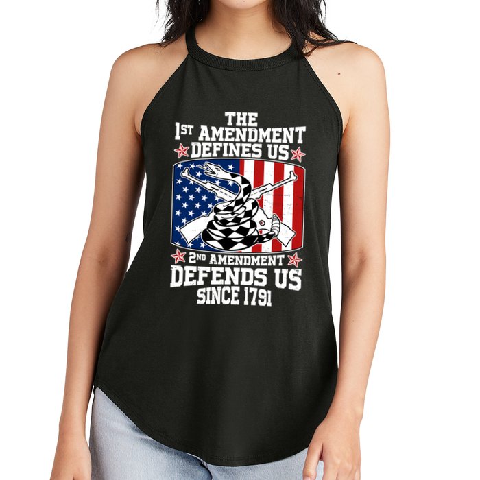 1st Amendment Defines Us 2nd Amendment Defends Us Since 1791 Women's Perfect Tri Rocker Tank