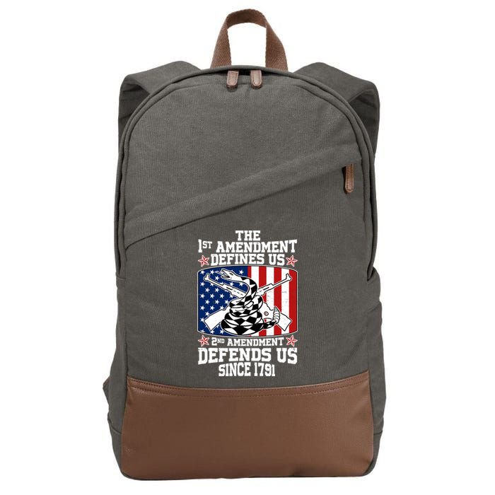 1st Amendment Defines Us 2nd Amendment Defends Us Since 1791 Cotton Canvas Backpack
