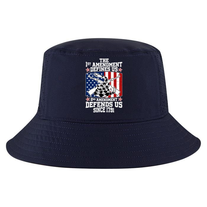 1st Amendment Defines Us 2nd Amendment Defends Us Since 1791 Cool Comfort Performance Bucket Hat