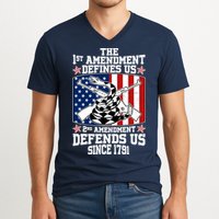 1st Amendment Defines Us 2nd Amendment Defends Us Since 1791 V-Neck T-Shirt