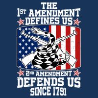 1st Amendment Defines Us 2nd Amendment Defends Us Since 1791 Flat Bill Trucker Hat