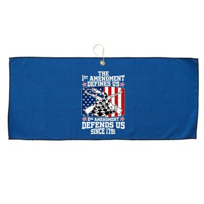 1st Amendment Defines Us 2nd Amendment Defends Us Since 1791 Large Microfiber Waffle Golf Towel