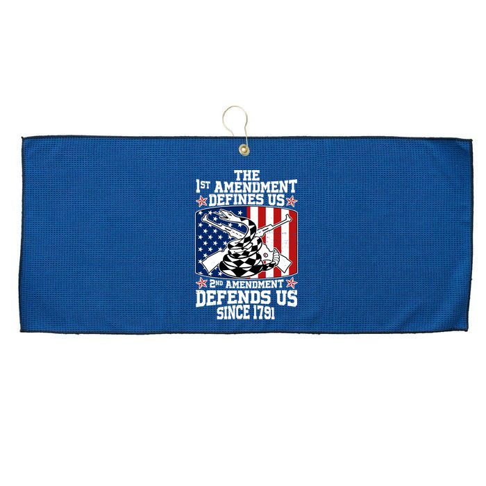 1st Amendment Defines Us 2nd Amendment Defends Us Since 1791 Large Microfiber Waffle Golf Towel