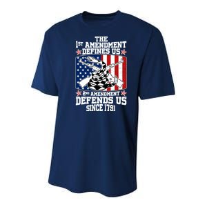 1st Amendment Defines Us 2nd Amendment Defends Us Since 1791 Youth Performance Sprint T-Shirt