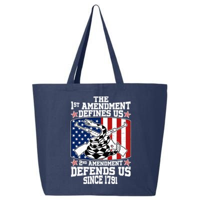 1st Amendment Defines Us 2nd Amendment Defends Us Since 1791 25L Jumbo Tote