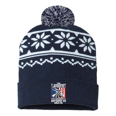 1st Amendment Defines Us 2nd Amendment Defends Us Since 1791 USA-Made Snowflake Beanie