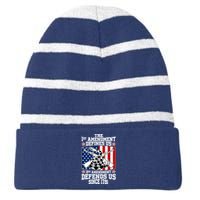 1st Amendment Defines Us 2nd Amendment Defends Us Since 1791 Striped Beanie with Solid Band