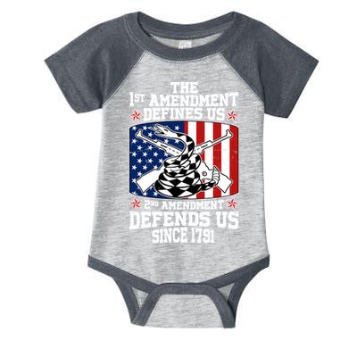 1st Amendment Defines Us 2nd Amendment Defends Us Since 1791 Infant Baby Jersey Bodysuit