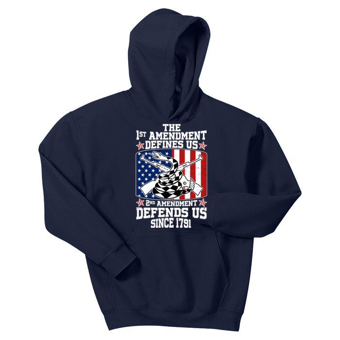 1st Amendment Defines Us 2nd Amendment Defends Us Since 1791 Kids Hoodie