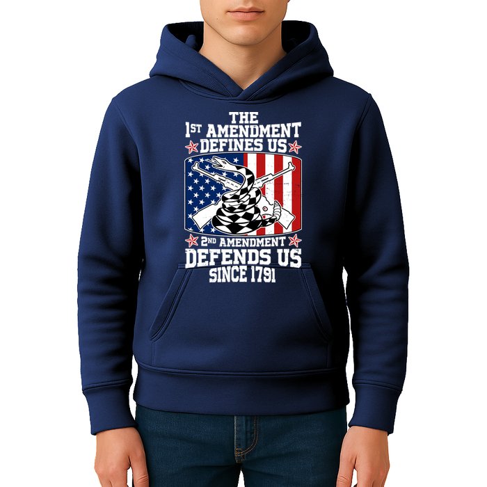 1st Amendment Defines Us 2nd Amendment Defends Us Since 1791 Kids Hoodie