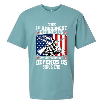 1st Amendment Defines Us 2nd Amendment Defends Us Since 1791 Sueded Cloud Jersey T-Shirt