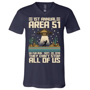 1st Annual Area 51 5k Fun Run Cant Stop Us  V-Neck T-Shirt