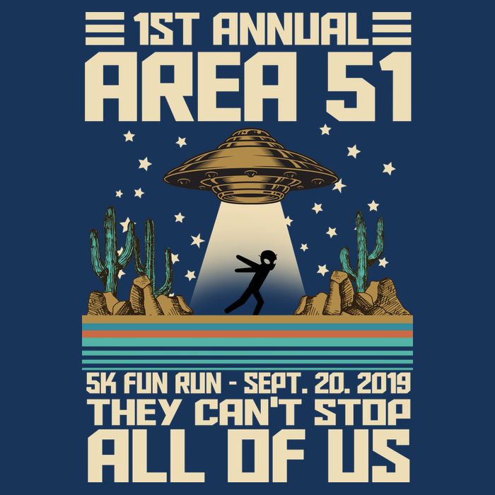 1st Annual Area 51 5k Fun Run Cant Stop Us  Drawstring Bag